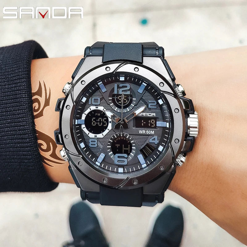 Reloj Militar SANDA Digital LED Doble Pantalla para Hombre