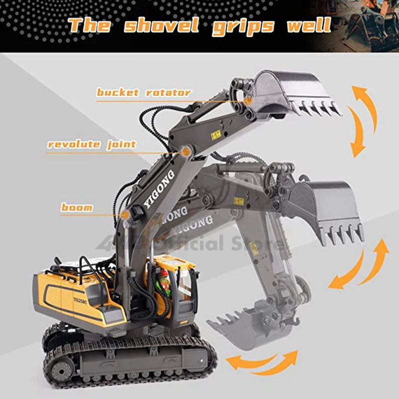 Excavadora, Volquete y Bulldozer RC 4x4 de Aleación, Vehículos de Construcción