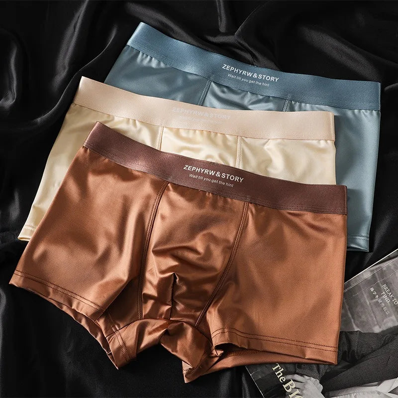 calzoncillos hombre , boxers hombre , boxers para hombre, calzoncillos boxers hombre, calzoncillos para hombre,calzoncillos de hombre , uomo boxers hombre, tipo satén de seda de hielo de lujo, 3 uds.
