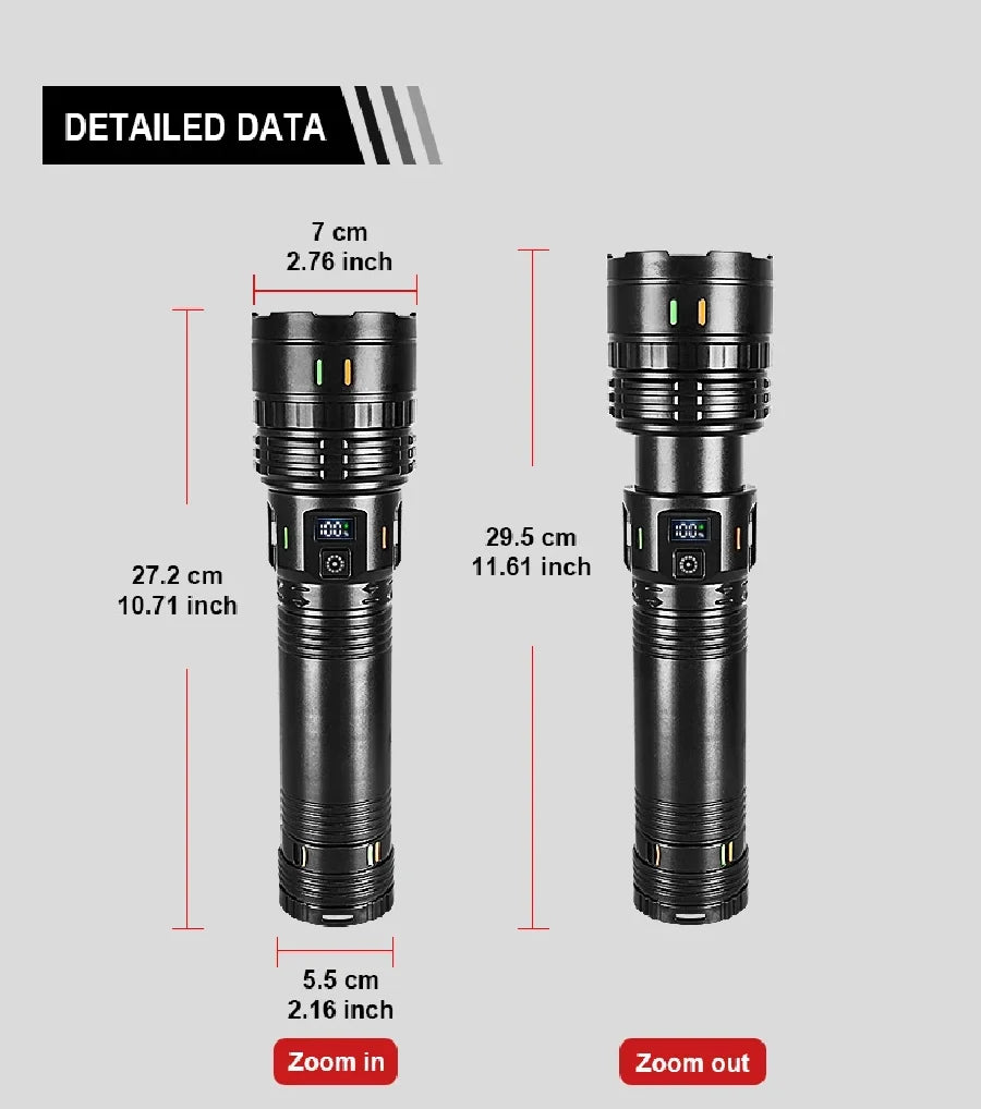 Linterna Táctica LED Recargable de Alto Alcance para Camping