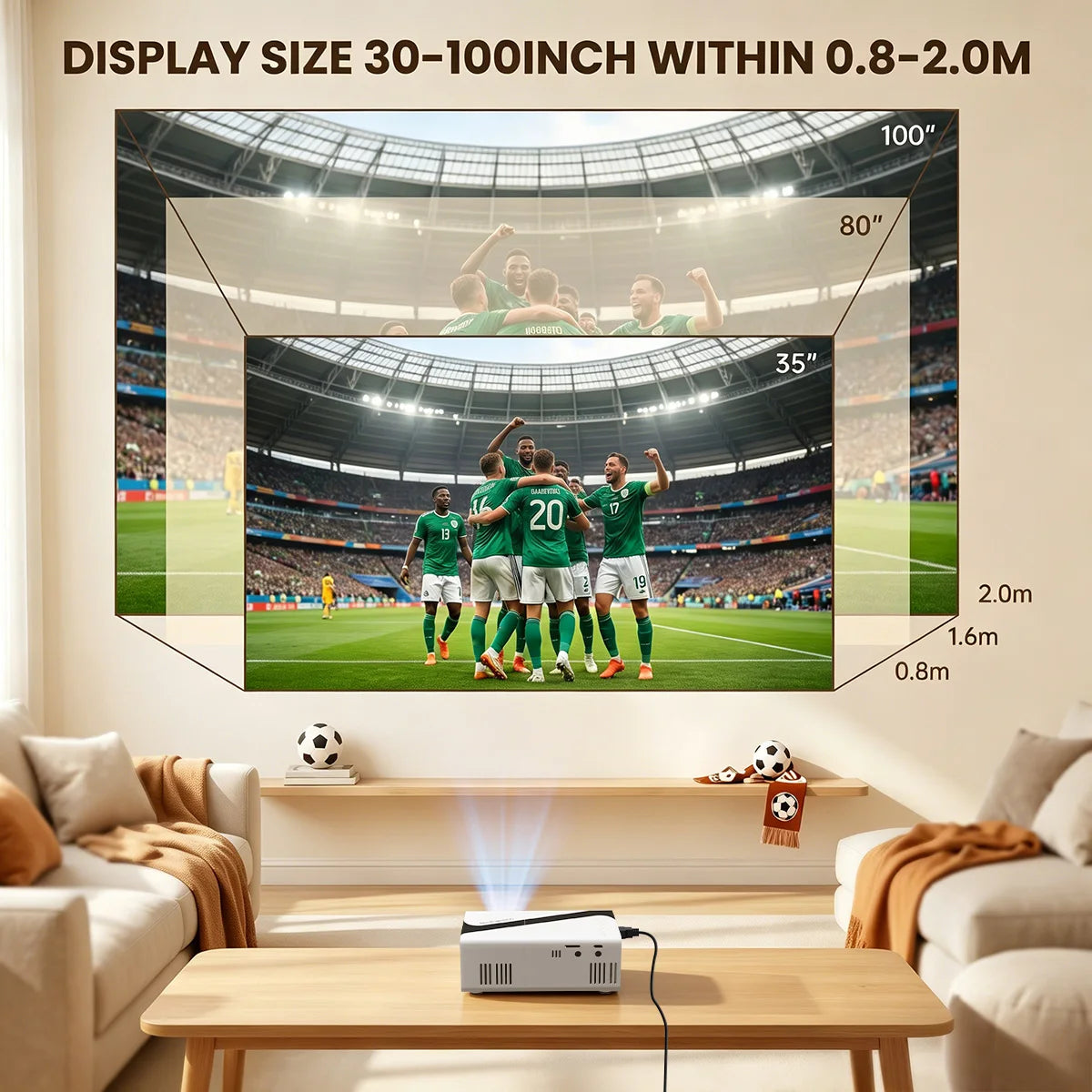 Proyector portátil con decodificación 4K, proyección de alta definición 1080P, altavoz incorporado para cine en casa, uso con teléfono móvil y computadora