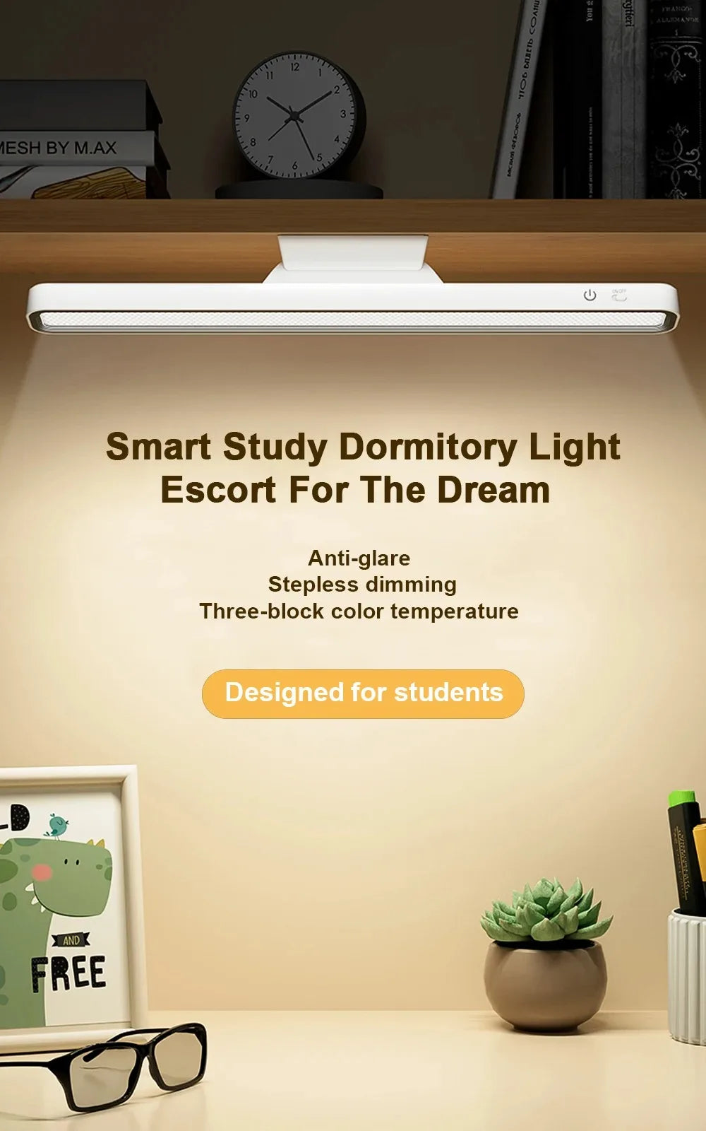 Lámpara de Escritorio LED USB Recargable, Luz de Mesa con Atenuación Continua, Lámpara de Noche Magnética Colgante para Dormitorio, Lámparas de Lectura