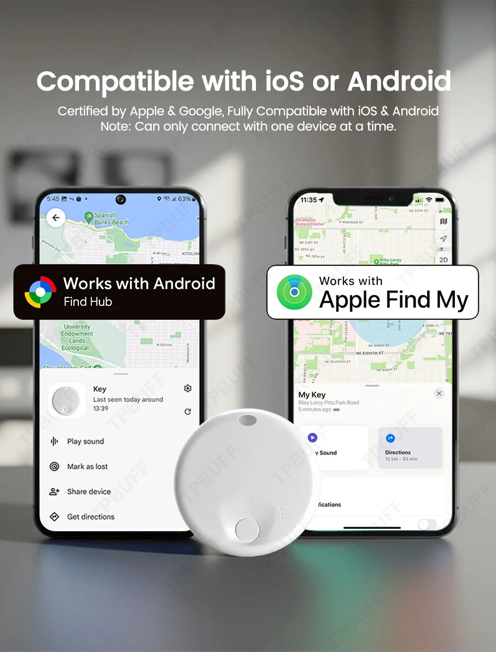 Localizador GPS de Doble Sistema Google y Apple, Rastreador de Ubicación Google Find My, Mini Dispositivo GPS para Motocicleta, Etiqueta Bluetooth Inalámbrica