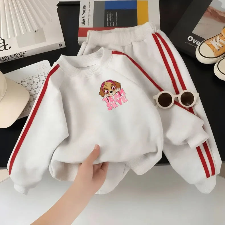 Conjuntos de ropa de primavera con estampado de Patrulla PAW para niños, sudaderas con capucha deportivas a la moda y pantalón largo, conjunto de dos piezas, chándal informal para niños, nuevo