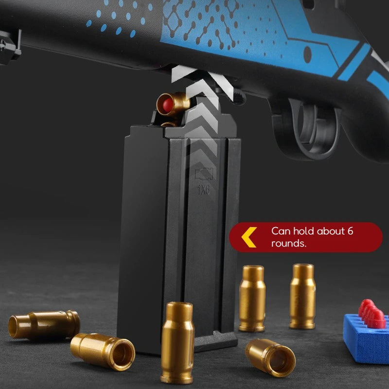 Pistola de Juguete de Dardos Blandos 98K con Expulsión de Cartuchos, Mira Telescópica y Trípode, Rifle de Francotirador de Dardos Blandos, Lanzador de Dardos de Espuma con Cierre de Tirador, Juguete Seguro para Exteriores