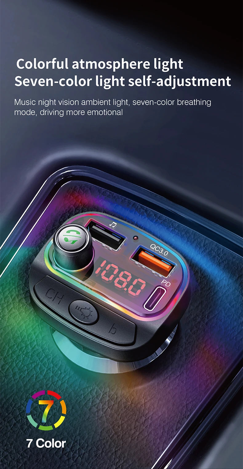 Transmisor FM Bluetooth DYBO para Auto, Cargador USB Dual, Manos Libres