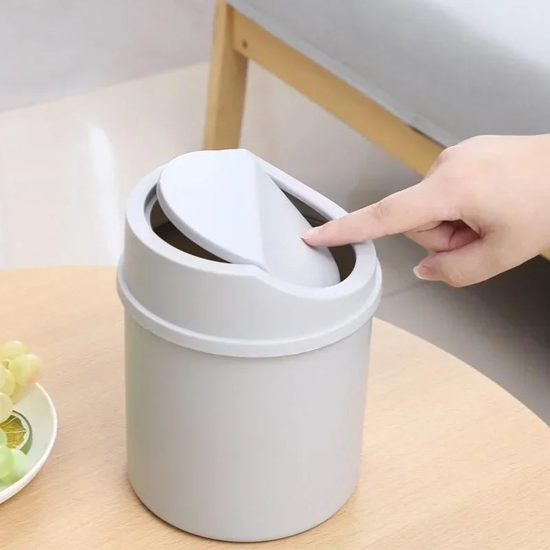 Mini cubo de basura de escritorio con tapa, organizador de basura, dormitorio, oficina, escritorio, caja de almacenamiento para coche, cocina, baño, basura