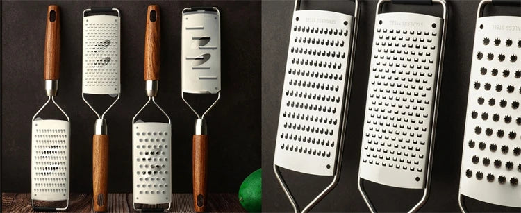 LMETJMA rallador de queso con mango de limón de madera Natural rallador Zester de acero inoxidable herramienta Zester de cítricos de cocina para jengibre JT259