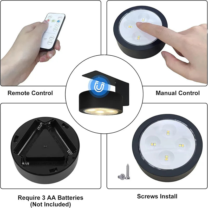 Luz de imagen con pilas Luz de pintura LED magnética con temporizador regulable remoto 3 modos de iluminación Luz de exhibición de arte Negro