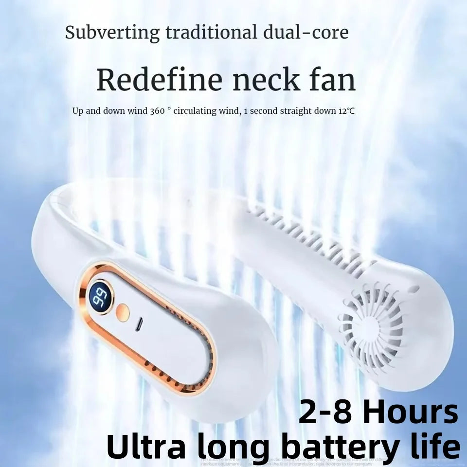 Ventilador de Cuello Sin Aspas 8000mAh con Pantalla LED