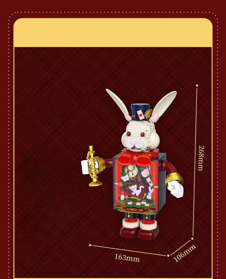 JAKI Mr. Rabbit - Caja de Música de Bloques de Construcción, Modelo Mecánico DIY STEM MOC, Decoración para el Hogar, Regalo de Halloween y Navidad para Niños, Niñas y Adultos