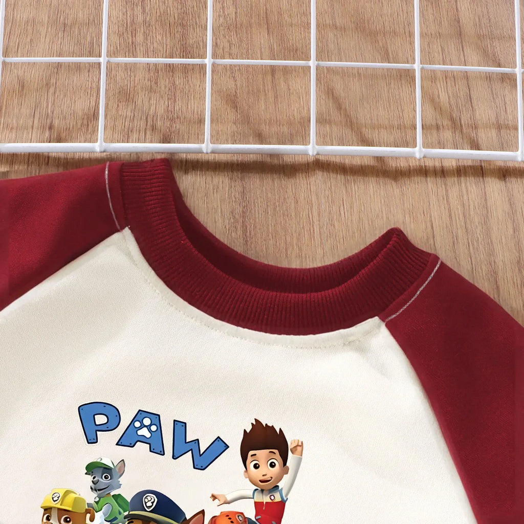 PAW Patrol, conjuntos de sudaderas con capucha de manga larga empalmadas con cuello redondo para bebés, sudadera informal y pantalón de chándal para niños, traje de 2 uds para Primavera/otoño nuevo