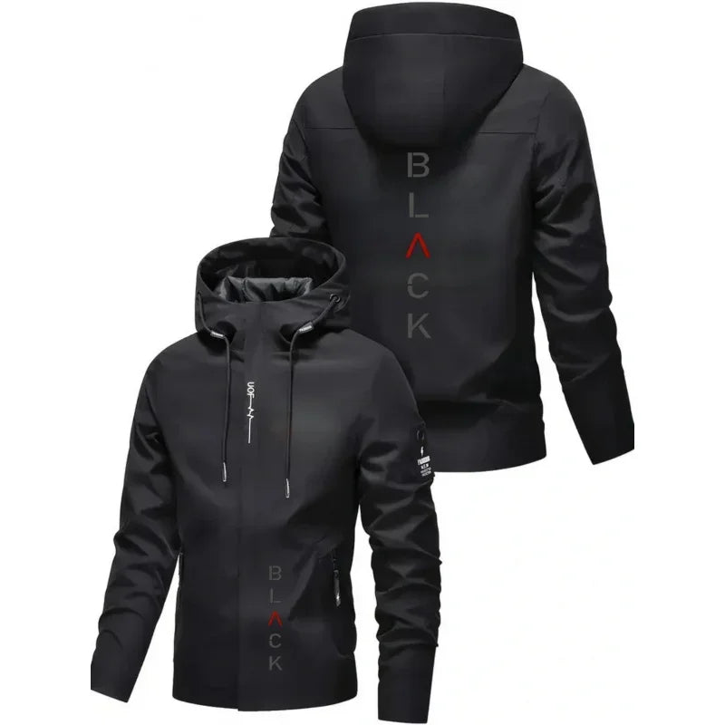 Chaqueta de Moto para Hombre con Capucha, Cortavientos, 4 Estaciones