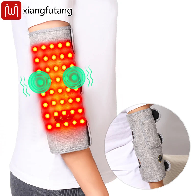 Masajeador de codo eléctrico con luz roja, ajuste de 3 niveles, relajación muscular y comodidad de las articulaciones, cuidado del codo para fanáticos/mayores de fitness