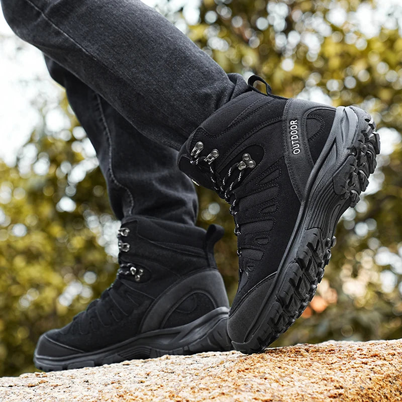 Botas de senderismo todoterreno para hombre, antideslizantes de caña alta