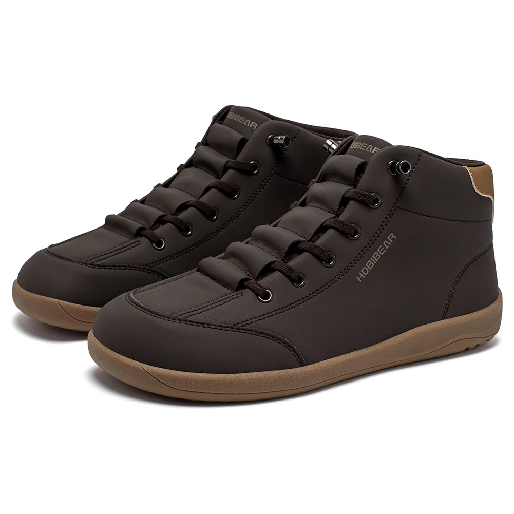 HOBIBEAR Zapatos descalzos de caña media, botines minimalistas con punta ancha Unisex, zapatillas antideslizantes de cuero Artificial para exteriores