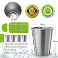 LMETJMA-vasos de pinta de acero inoxidable de 500ML, vasos de agua irrompibles, vasos de Metal reutilizables apilables para niños, viajes JT66