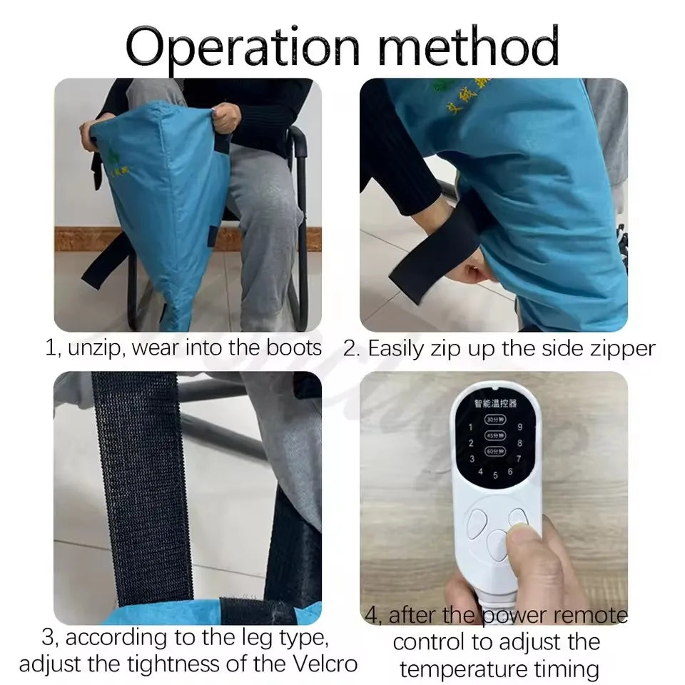 Botas Eléctricas de Moxibustión para Pies con Compresa Caliente de Ajenjo, Mantienen las Piernas Calientes, Masajeador de Pies para Relajar las Articulaciones y los Músculos, Ayuda a Dormir