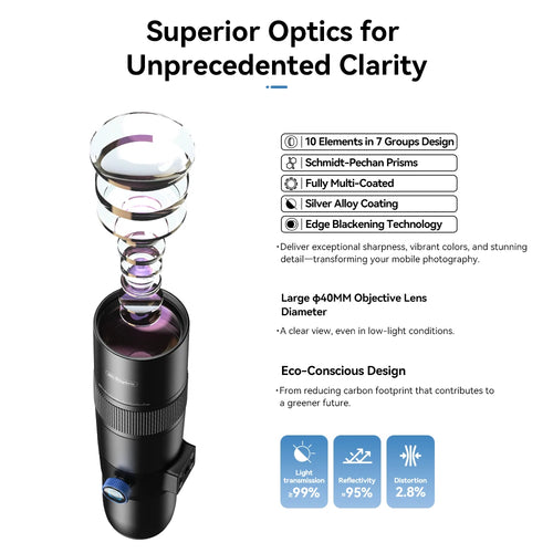 APEXEL Teleobjetivo Monocular 30x con Trípode para Teléfono