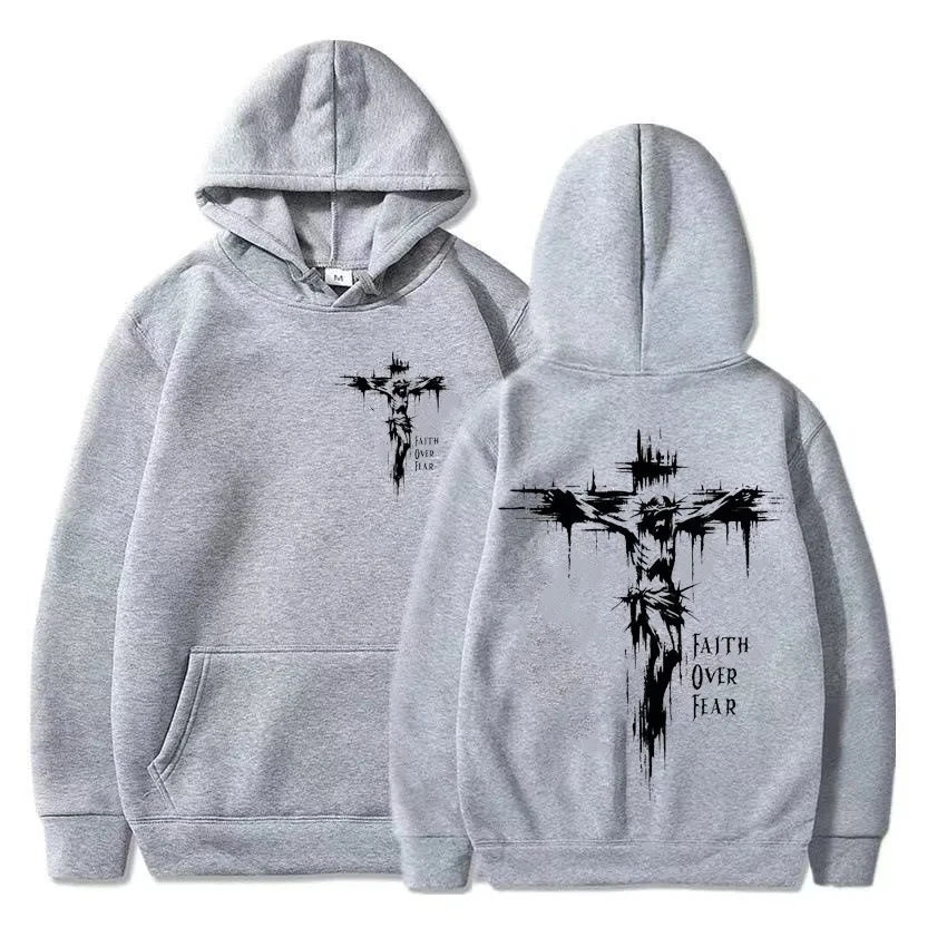 Sudadera con Capucha Estampado Religioso para Hombre, Pullover