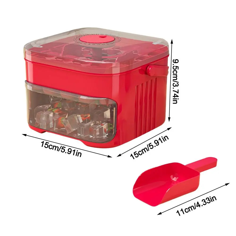Máquina de hielo de 50 cubos con tapa de fácil prensa, máquina para hacer cubitos de hielo de doble capa, refrigerador, caja de hielo para almacenamiento de hielo para el hogar