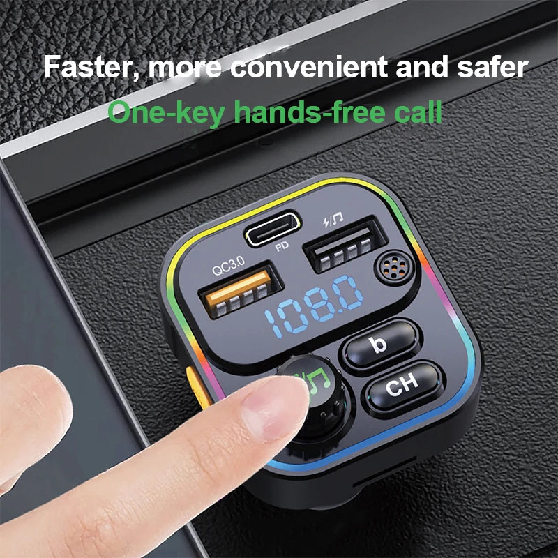 Transmisor FM Bluetooth 5.0 para Auto con Carga Rápida USB