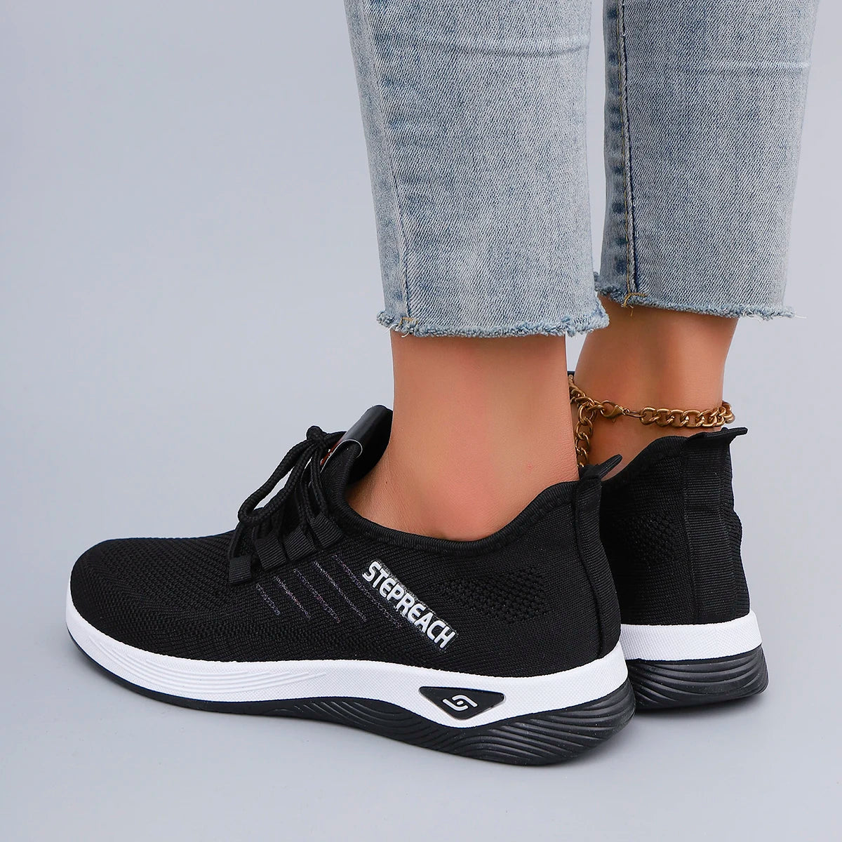 Primavera y otoño nuevos zapatos deportivos informales con cordones para mujer, cómodos, transpirables, ligeros y resistentes al desgaste