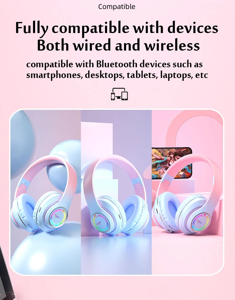 Auriculares Bluetooth Infantiles con Luces LED y Micrófono