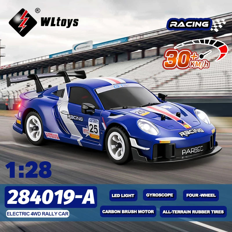 WLtoys 284019-A 284191 1:28 2,4G RC coche con luces LED 4WD Gyro 30 KM/H coche de Control remoto todoterreno vehículo de deriva juguetes para chico