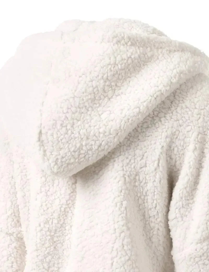 Chaqueta cálida de otoño e invierno para mujer, Sudadera con capucha informal 2025, sudaderas con capucha para mujer, sudadera con cremallera, abrigo liso de lana suave para mujer