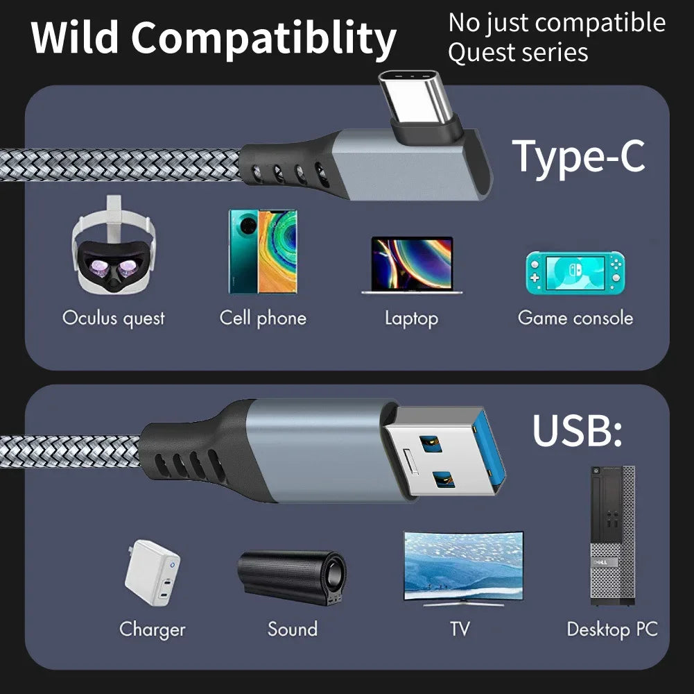 Cable de enlace 3M 6M 5M USB A a tipo C para Meta Oculus Quest 2 Quest2 accesorio gafas VR de realidad Virtual auriculares inteligentes para casco 3D