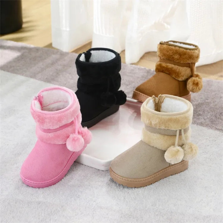 Nuevas botas de nieve para niñas, botas de invierno cómodas y gruesas y cálidas para niños, botas gruesas de otoño para niños, zapatos de princesa