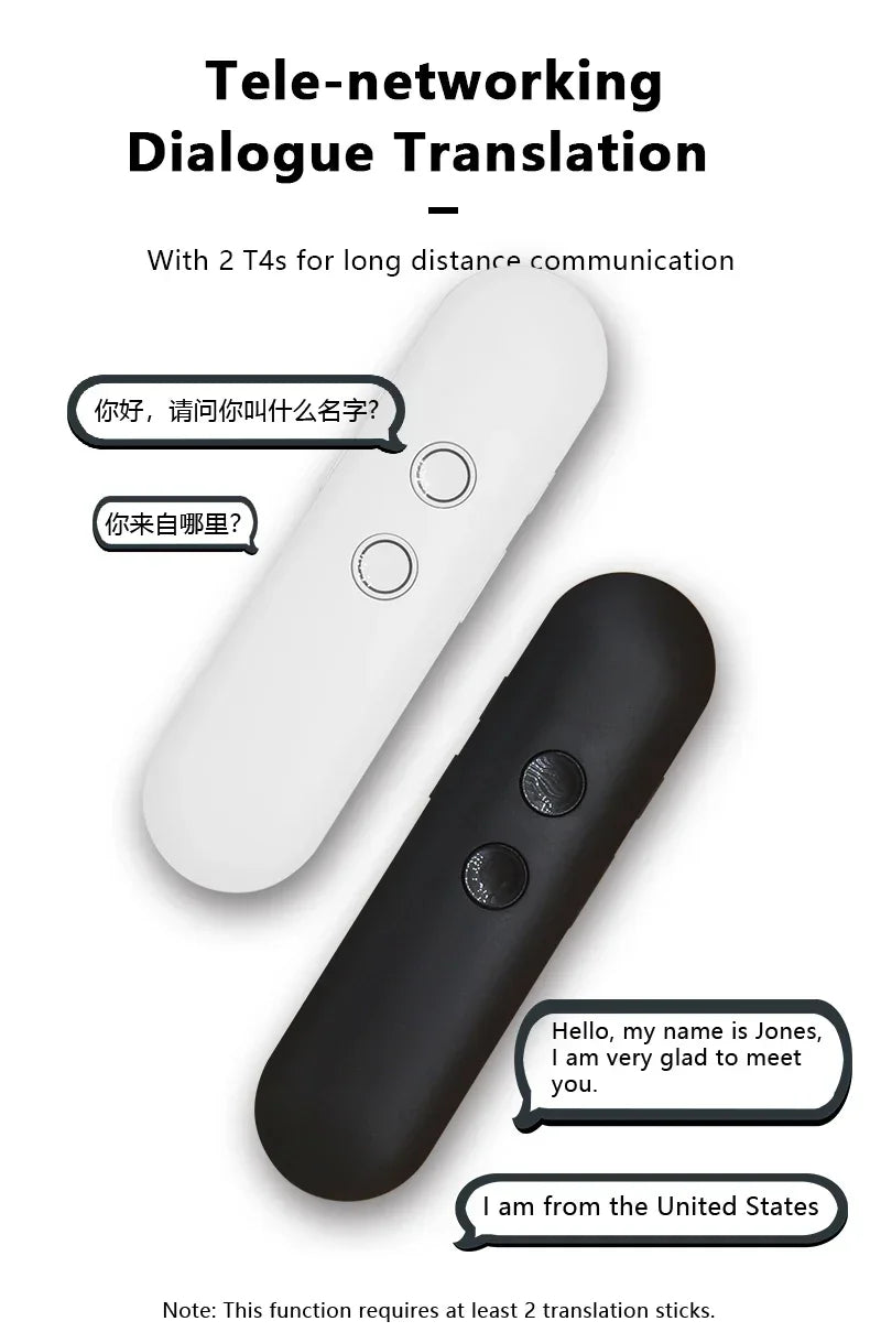 Mini T4 AI Translator Smart Pen Inalámbrico, 40 Idiomas, Compatible con Bluetooth, Portátil, Traducción de Voz Instantánea Bidireccional en Tiempo Real