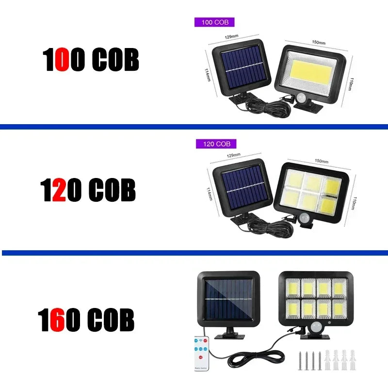 Lámpara de pared dividida con Sensor Solar, 3/2/1 Uds., 3 modos, movimiento impermeable, farolas de jardín, lámpara Solar, luz de jardín 160/120/100COB