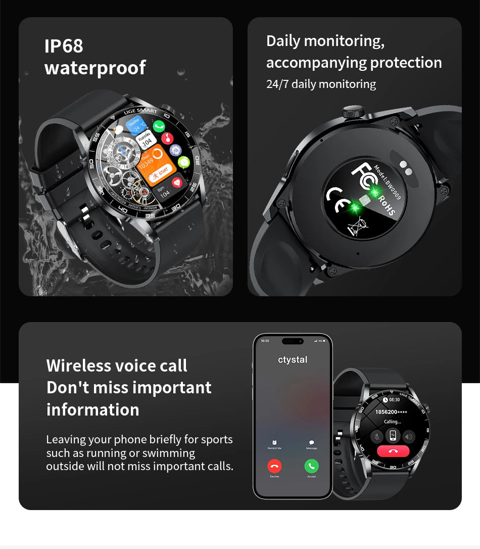 LIGE Reloj Inteligente HD 1.38 Bluetooth
