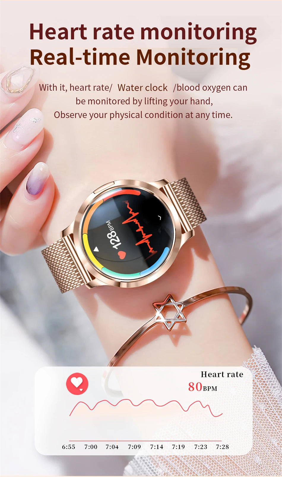 Reloj Inteligente LIGE AMOLED Curva 3D para Mujer