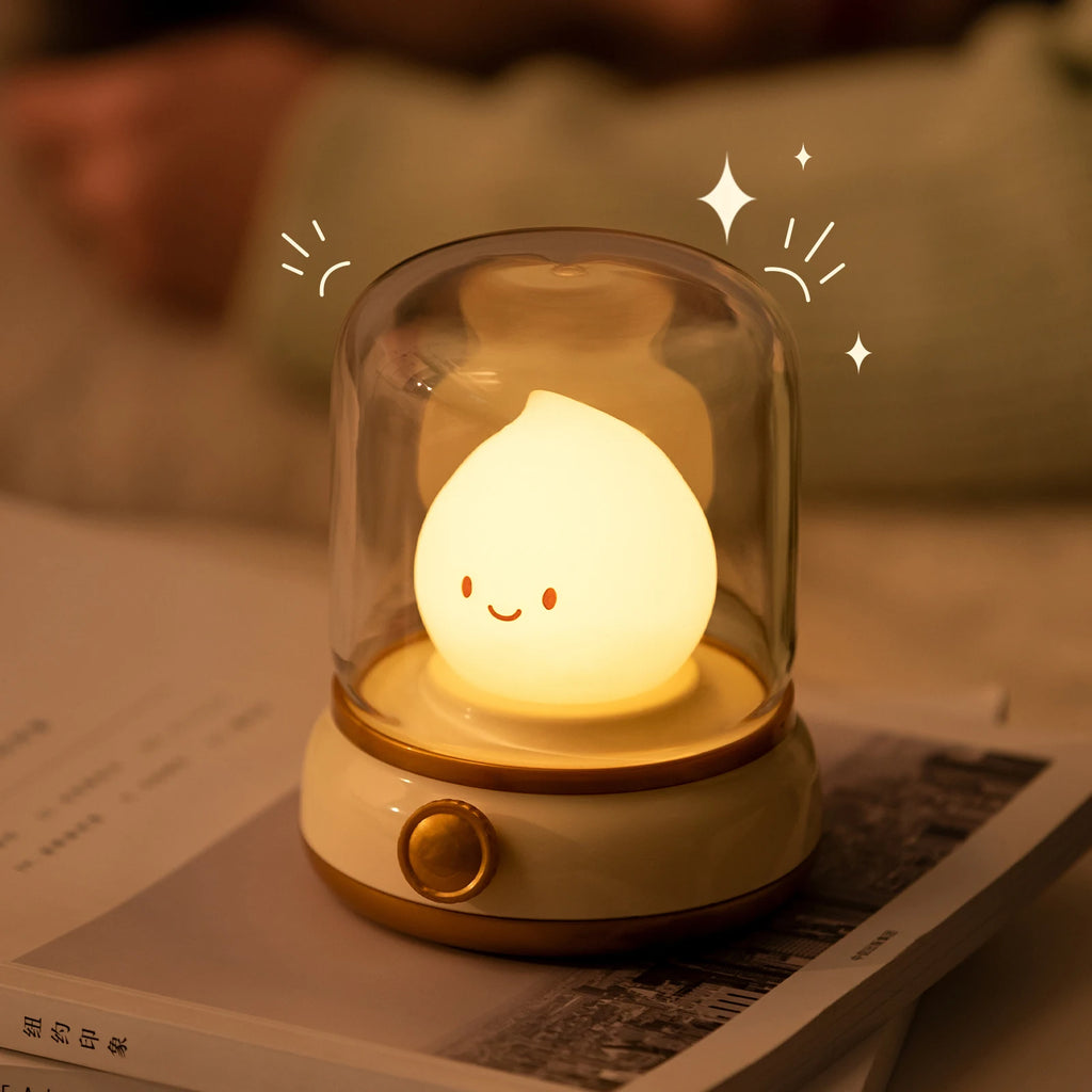 Luz nocturna con forma de vela, bonita lámpara de llama, luz decorativa LED de escritorio, luz nocturna recargable por USB, regalo creativo para dormitorio para niños
