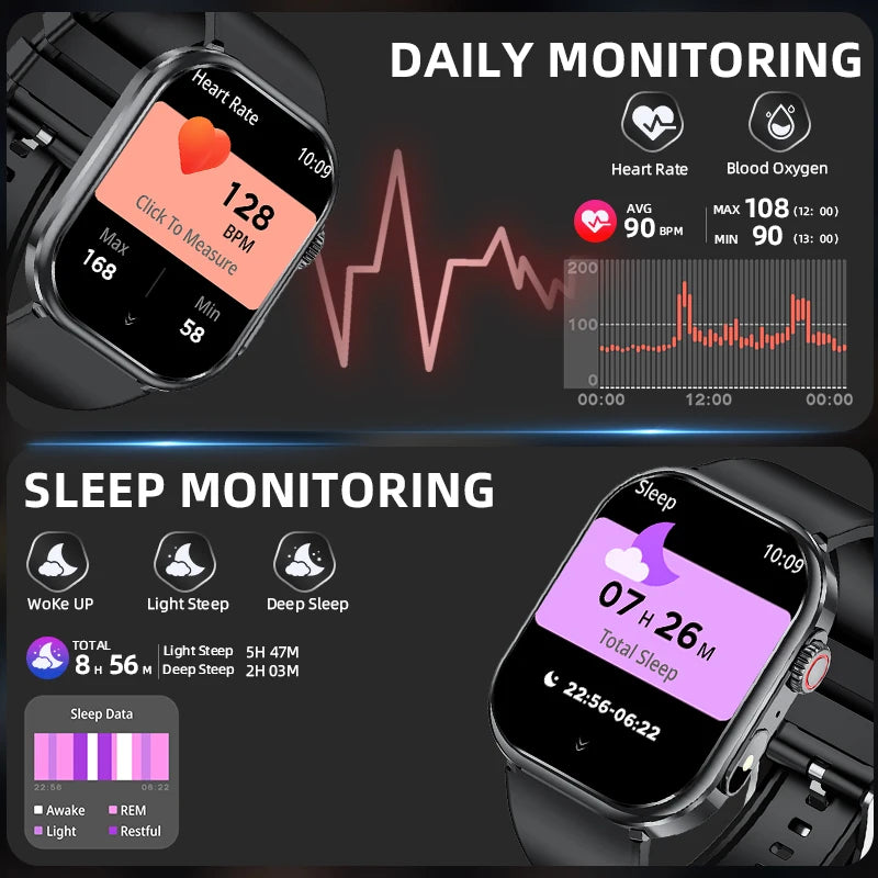 Smartwatch LIGE para mujer y hombre, pantalla 2,01", IP68, llamadas Bluetooth