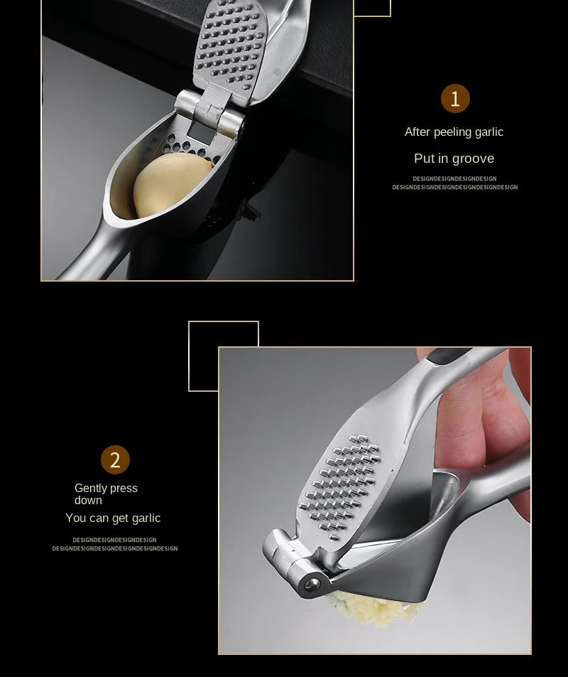 Prensa de ajo de aleación de Zinc, trituradora con mango ergonómico de agarre suave, fácil de exprimir y limpiar, 1 ud.