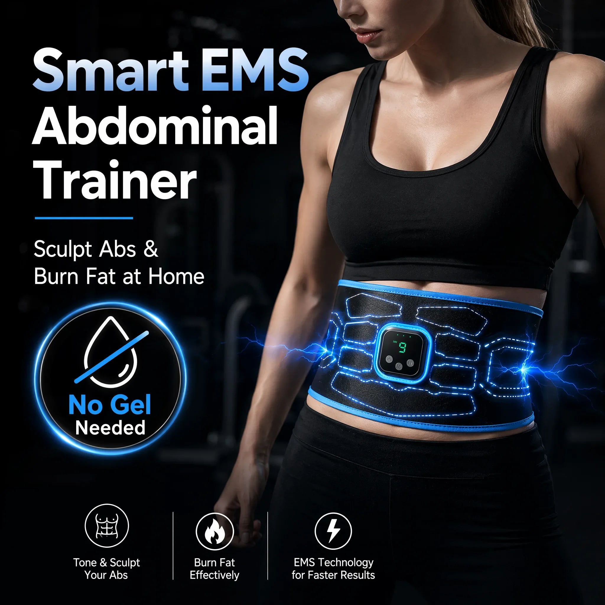 Cinturón EMS Inteligente para Entrenamiento Muscular Abdominal