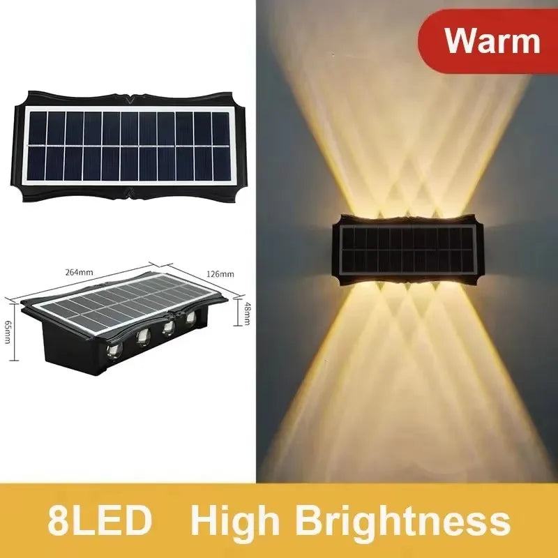 Lámpara Solar de pared para exteriores, luz LED Solar impermeable hacia arriba y hacia abajo, iluminación luminosa, luces decorativas para balcón, patio y jardín