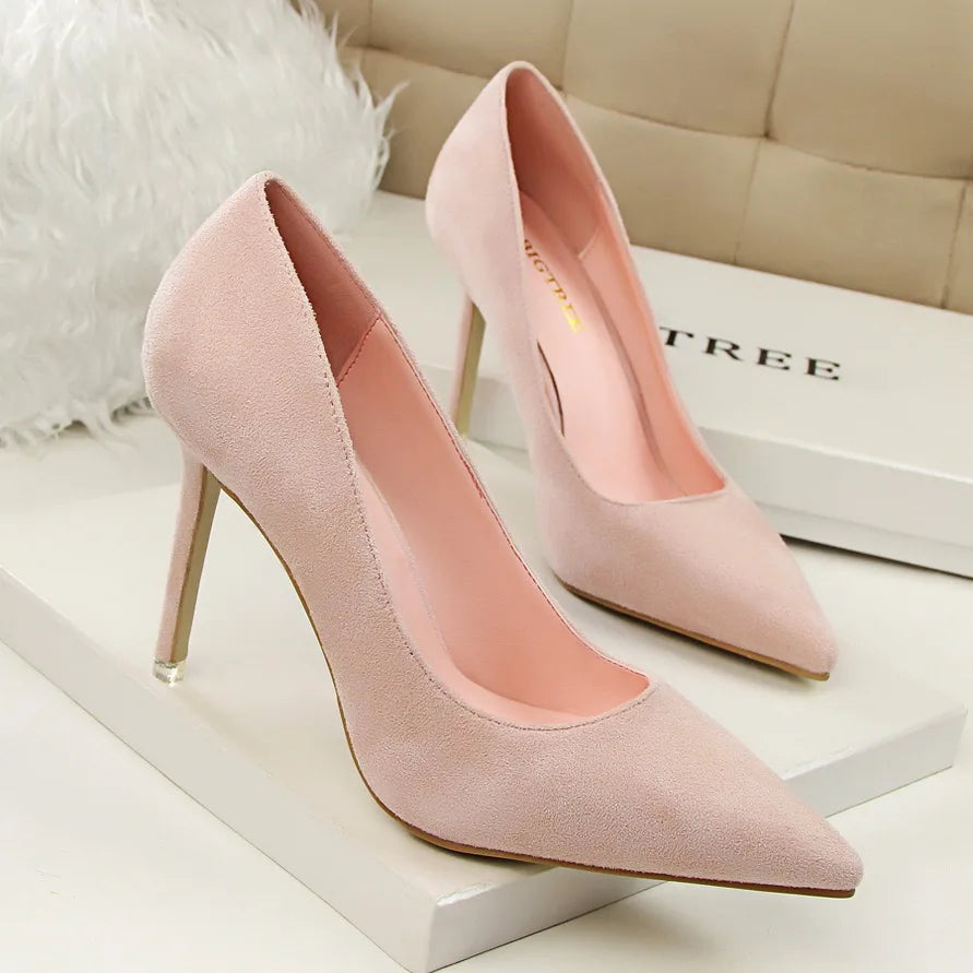 Zapatos de Tacón Alto 9cm para Mujer - Gamuza, Tallas Grandes
