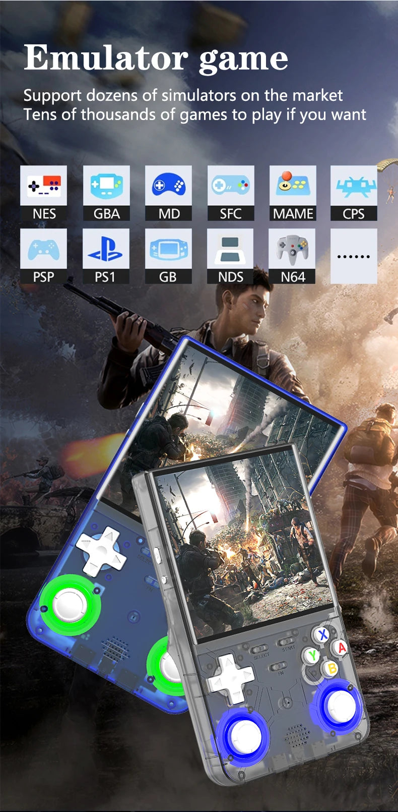 Consola de Videojuegos Retro R36 Ultra, Sistema Linux, Pantalla IPS de 4.0 Pulgadas