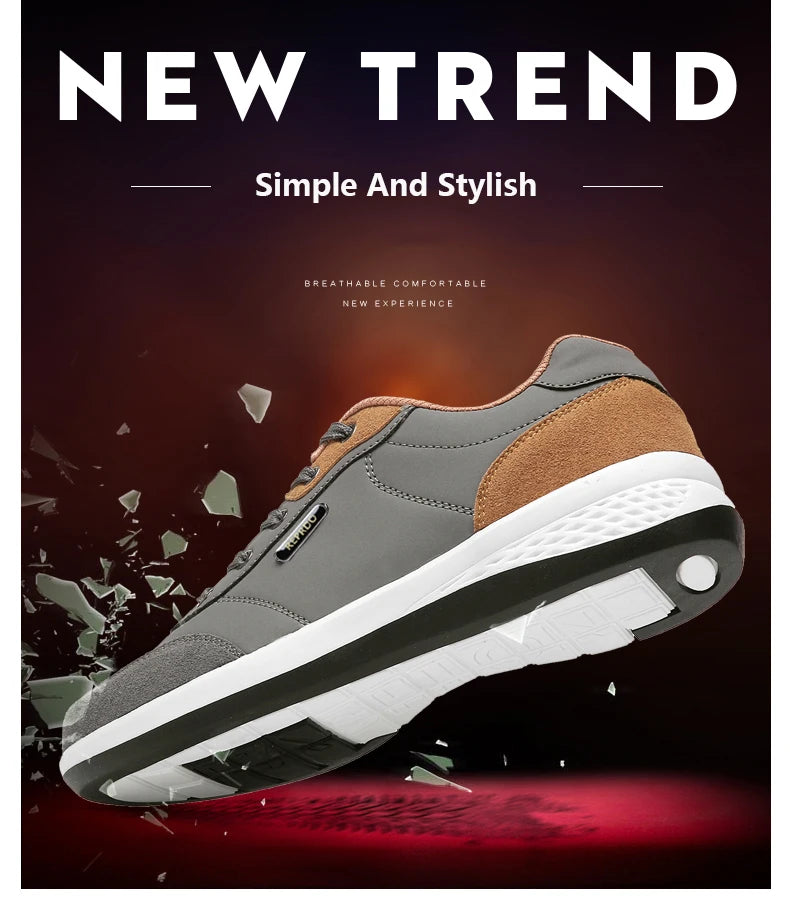 Zapatos YRZL para hombre, zapatillas impermeables para caminar para primavera y otoño, zapatos deportivos de cuero para hombre, zapatillas cómodas antideslizantes para hombre