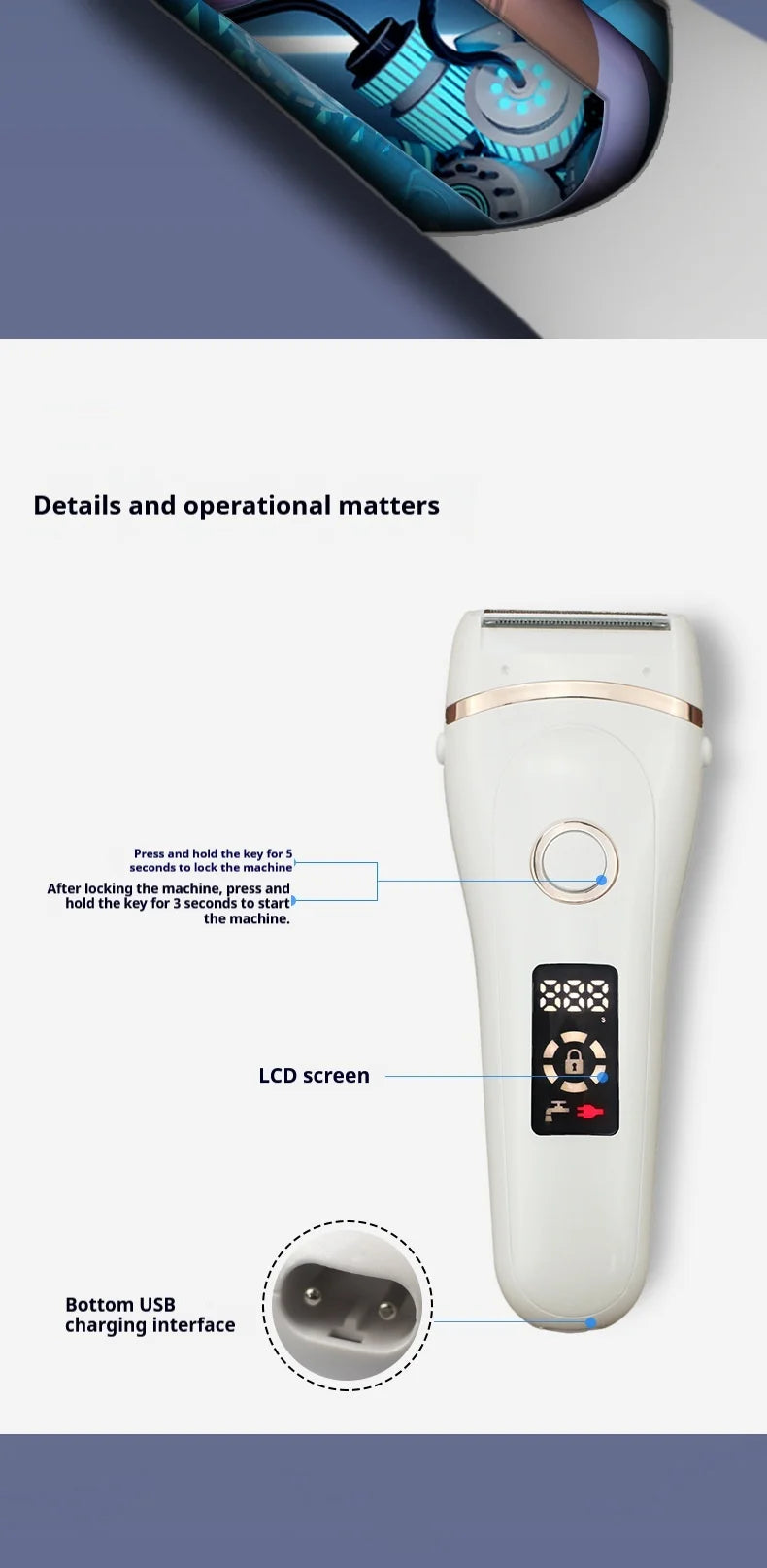 Depiladora Facial y Corporal Eléctrica para Mujer