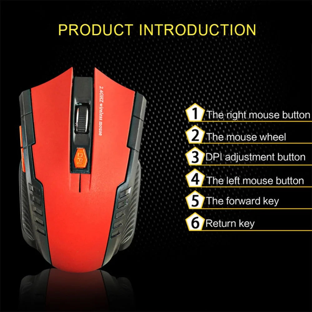 Ratón Inalámbrico 113, Ratón Óptico Inalámbrico de 2.4GHz con Receptor USB, Ratón Inalámbrico Portátil de 6 Botones para Computadoras Portátiles