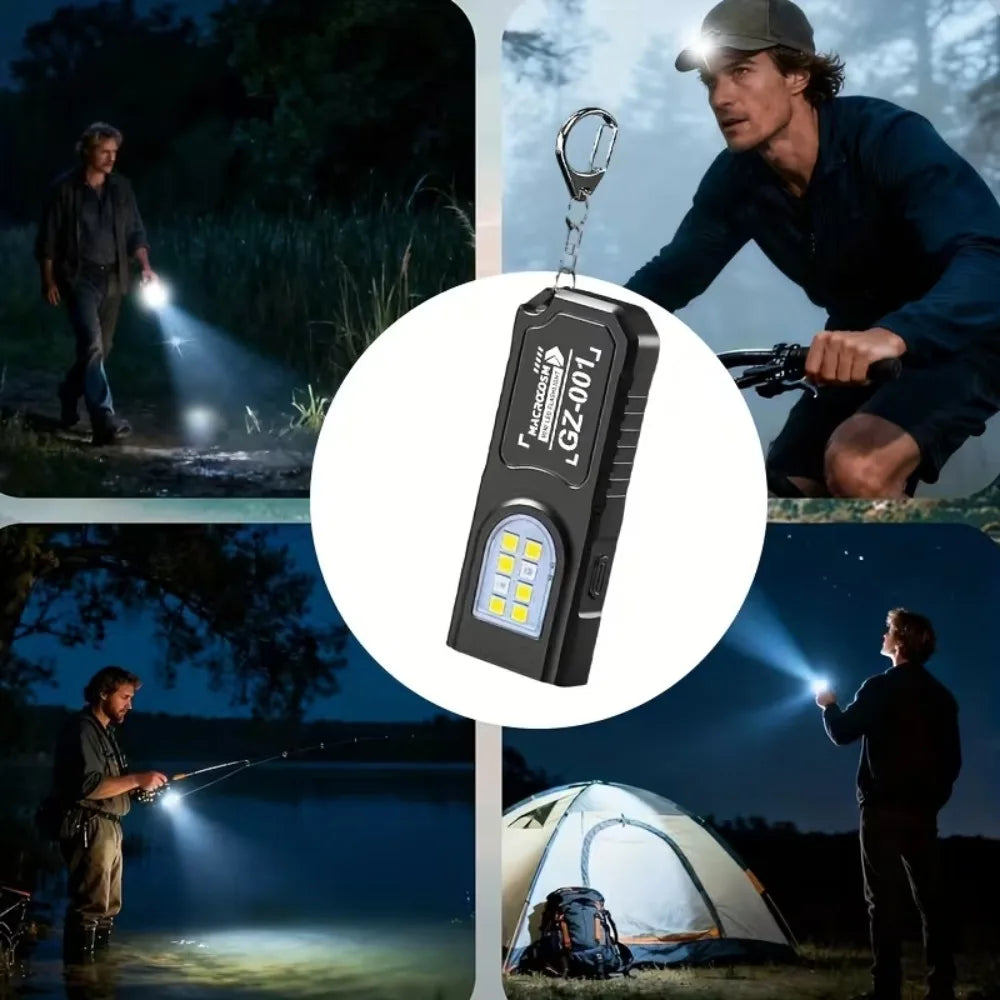 Linterna Mini LED COB Llavero Recargable USB con Imán y Clip