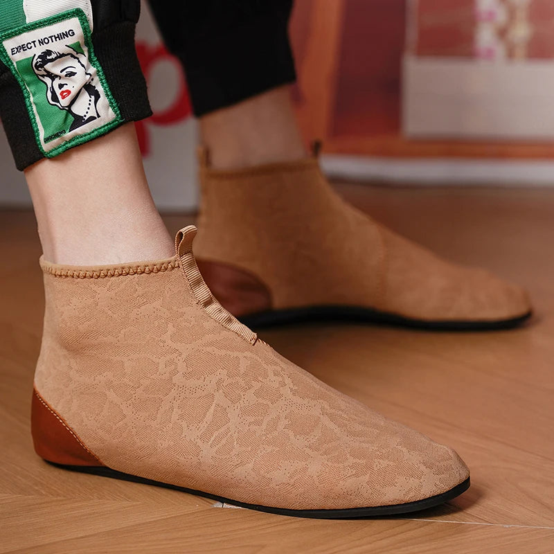 YRZL Mocasines para hombre de malla transpirable, mocasines ligeros de conducción de caña alta, zapatos casuales sin cordones para hombres, zapatos cómodos para caminar