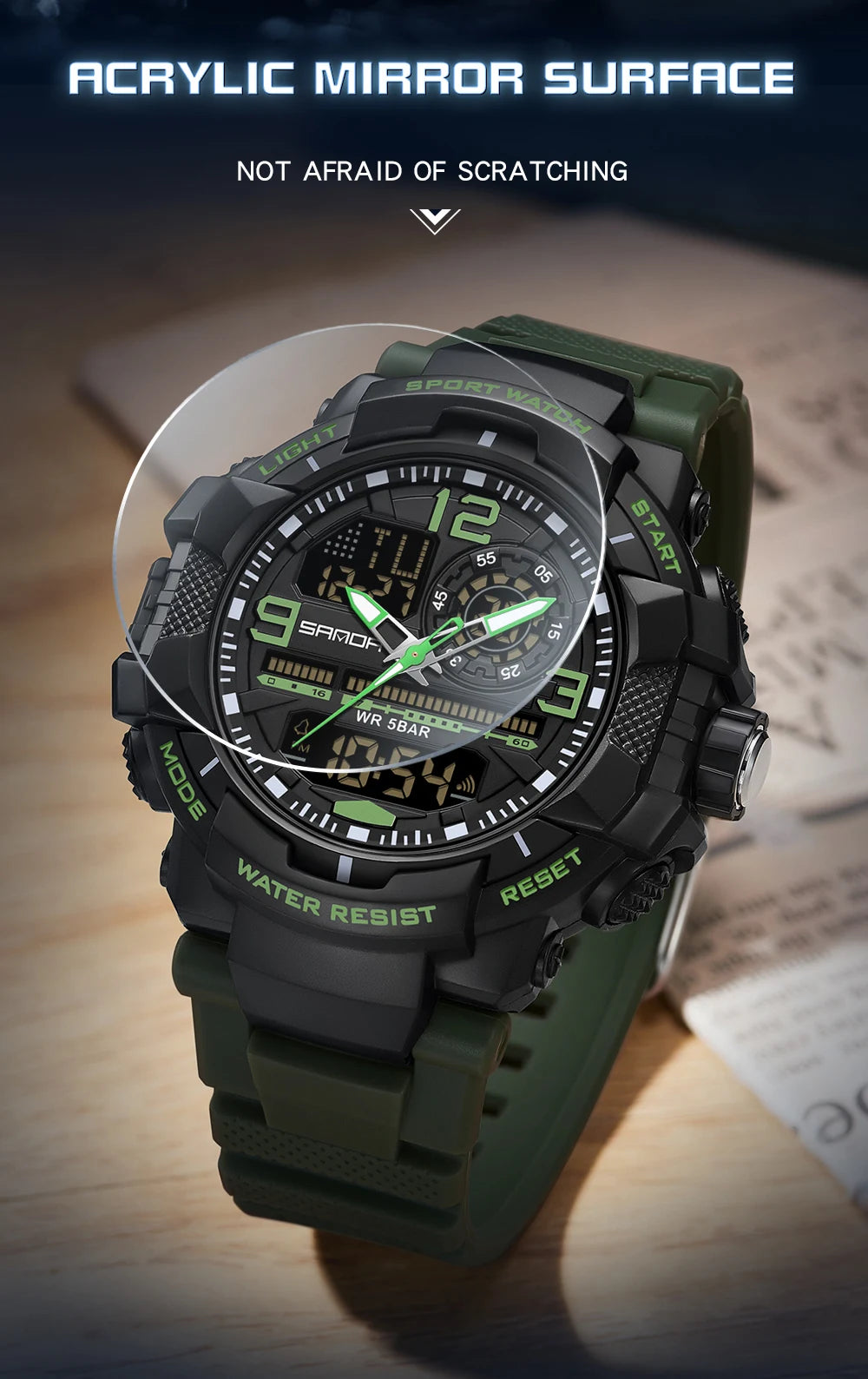 Reloj Deportivo SANDA Doble Pantalla para Hombre con Cronómetro
