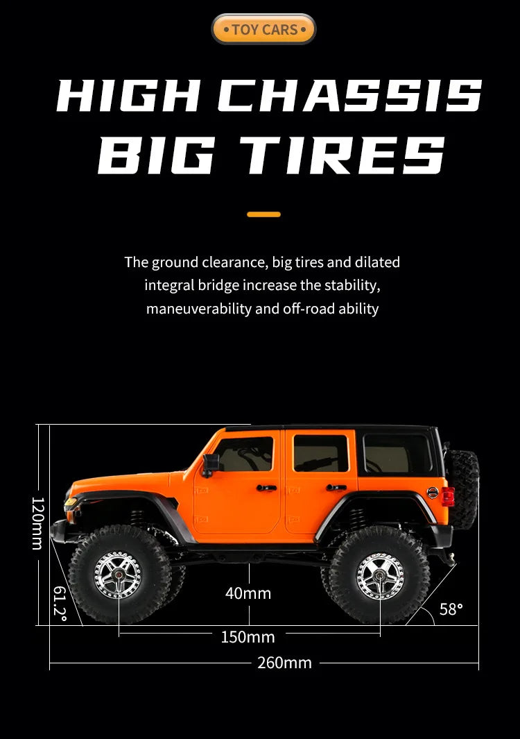 Auto RC JJRC C8801 Jeep Wrangler 4WD 1:18 Control Remoto